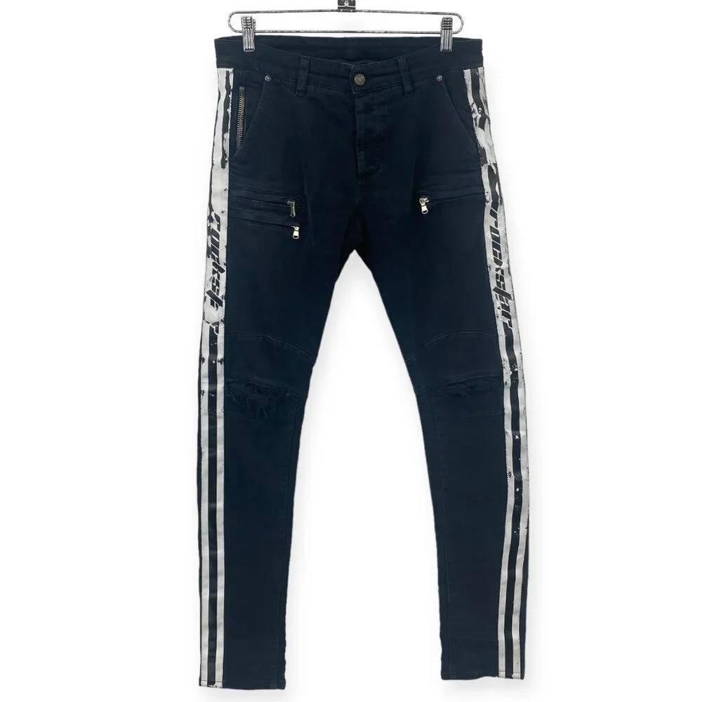 Rockstar Sushi Original Skinny Jeans Mens Size 30 Black Stripes Cotton Dark Wash